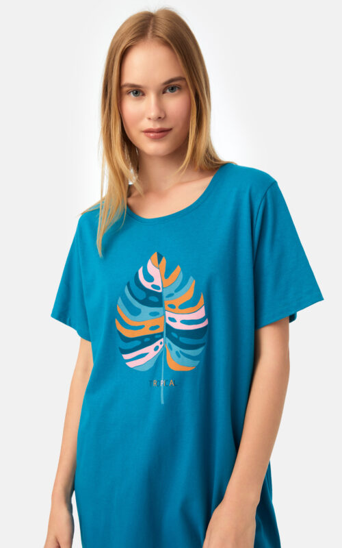 Justmyhome - Tropical Boyfriend T-Shirt Dress