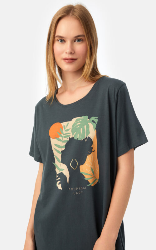 Justmyhome - Tropical Boyfriend T-Shirt Dress