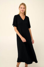 Vamp - Μονόχρωμο Καλοκαιρινό Φόρεμα με V Λαιμόκοψη - Image 2