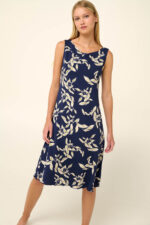 Vamp - Αμάνικο Καλοκαιρινό Νυχτικό Micromodal με Φύλλα του Ωκεανού