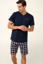 Vamp - Βαμβακερή Ανδρική Πυτζάμα με V Λαιμόκοψη