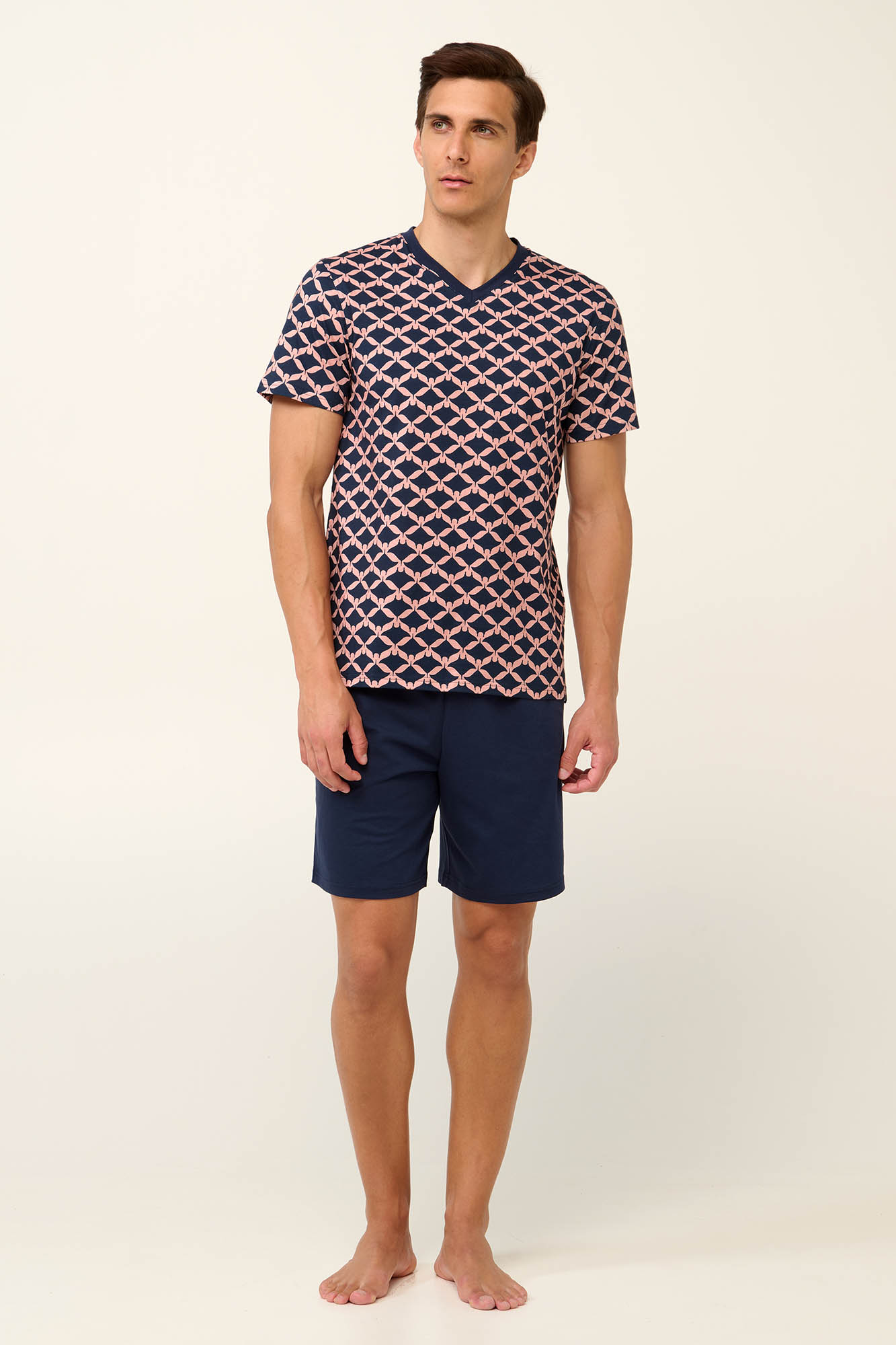 1_0049781540 Vamp - Βαμβακερή Ανδρική Πυτζάμα με V Λαιμόκοψη - Image 1