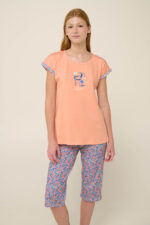 Vamp - Γυναικεία Πυτζάμα από Βαμβάκι με Κάπρι Παντελόνι