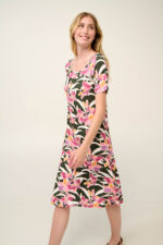 Vamp - Καλοκαιρινό Φόρεμα Viscose με Φλοράλ Μοτίβο Ακουαρέλα