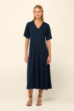 Vamp - Μονόχρωμο Καλοκαιρινό Φόρεμα με V Λαιμόκοψη