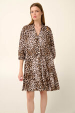 Vamp - Καλοκαιρινό Λεοπάρ Κουμπωτό Φόρεμα από Ποπλίνα
