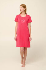 Vamp - Καλοκαιρινό Νυχτικό από Βαμβάκι με Κοντό Μανίκι