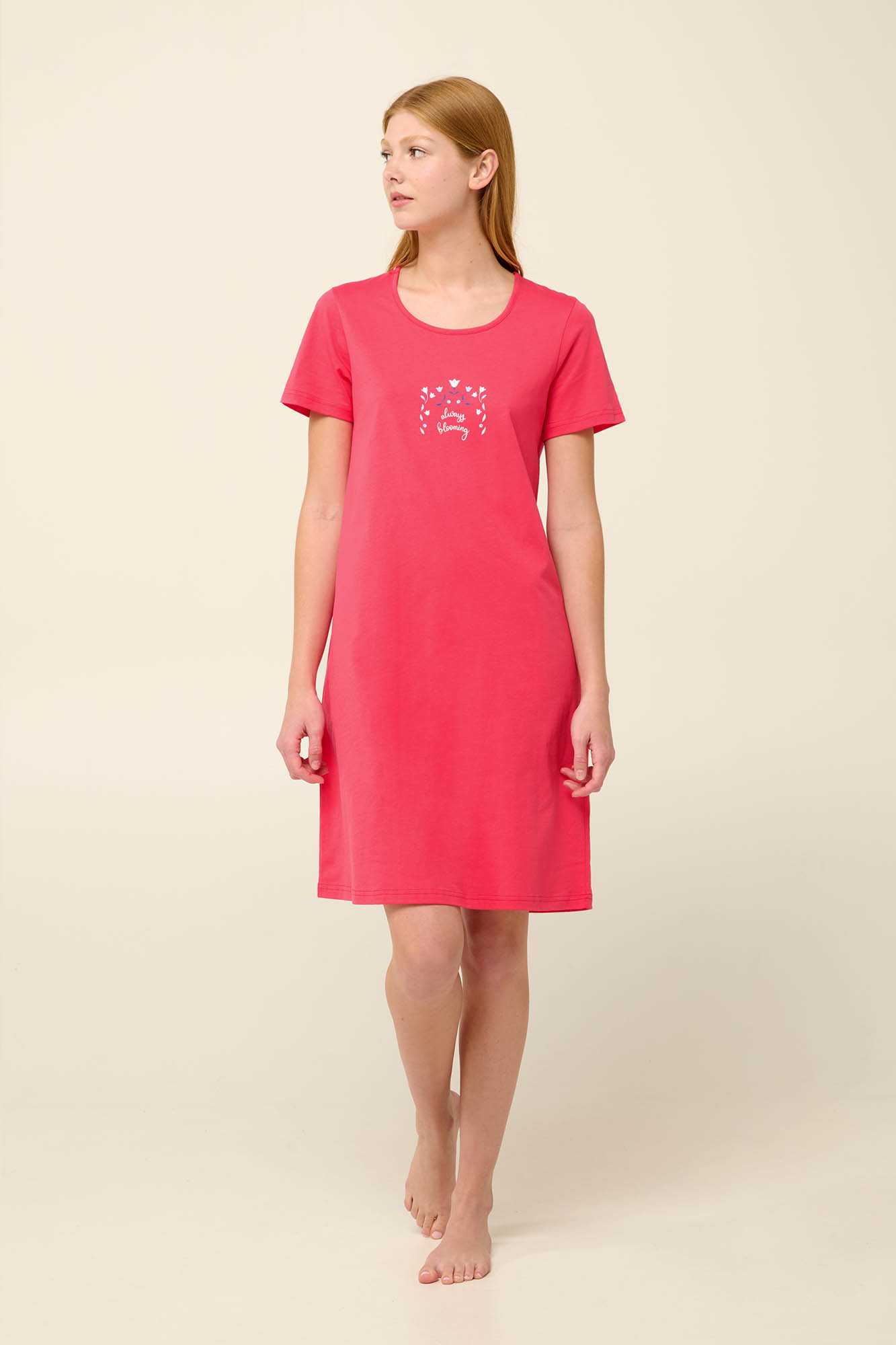 1_0189350131 Vamp - Καλοκαιρινό Νυχτικό από Βαμβάκι με Κοντό Μανίκι - Image 1