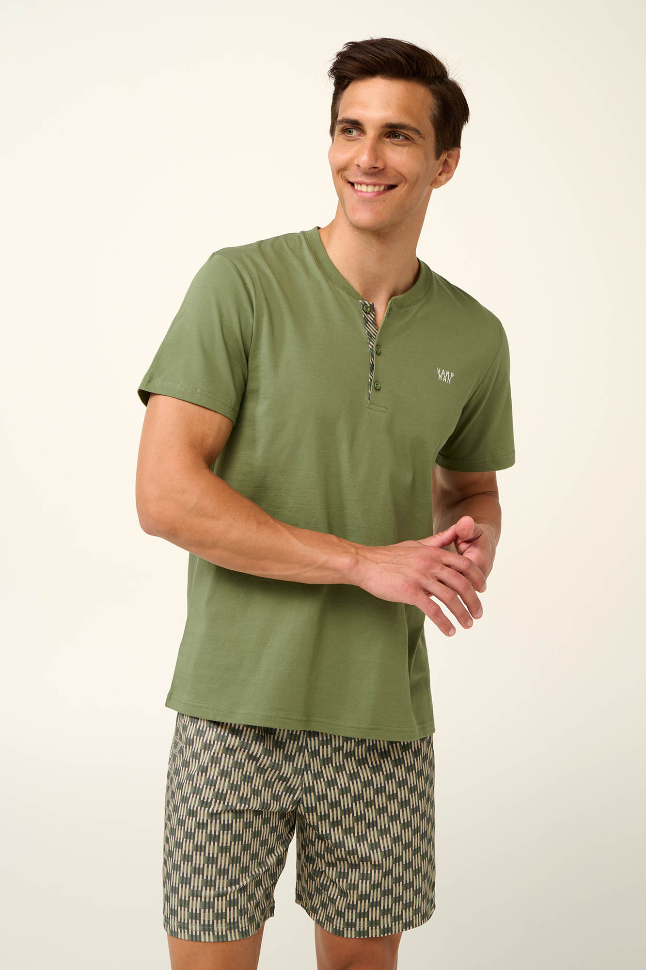 1_0270405985 Vamp - Βαμβακερή Ανδρική Πυτζάμα με Κοντό Μανίκι - Image 1