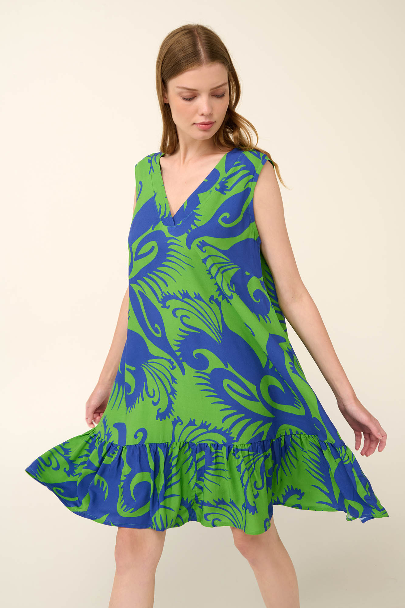 1_0334717051 Vamp - Καλοκαιρινό Αμάνικο Φόρεμα από Ποπλίνα - Image 1