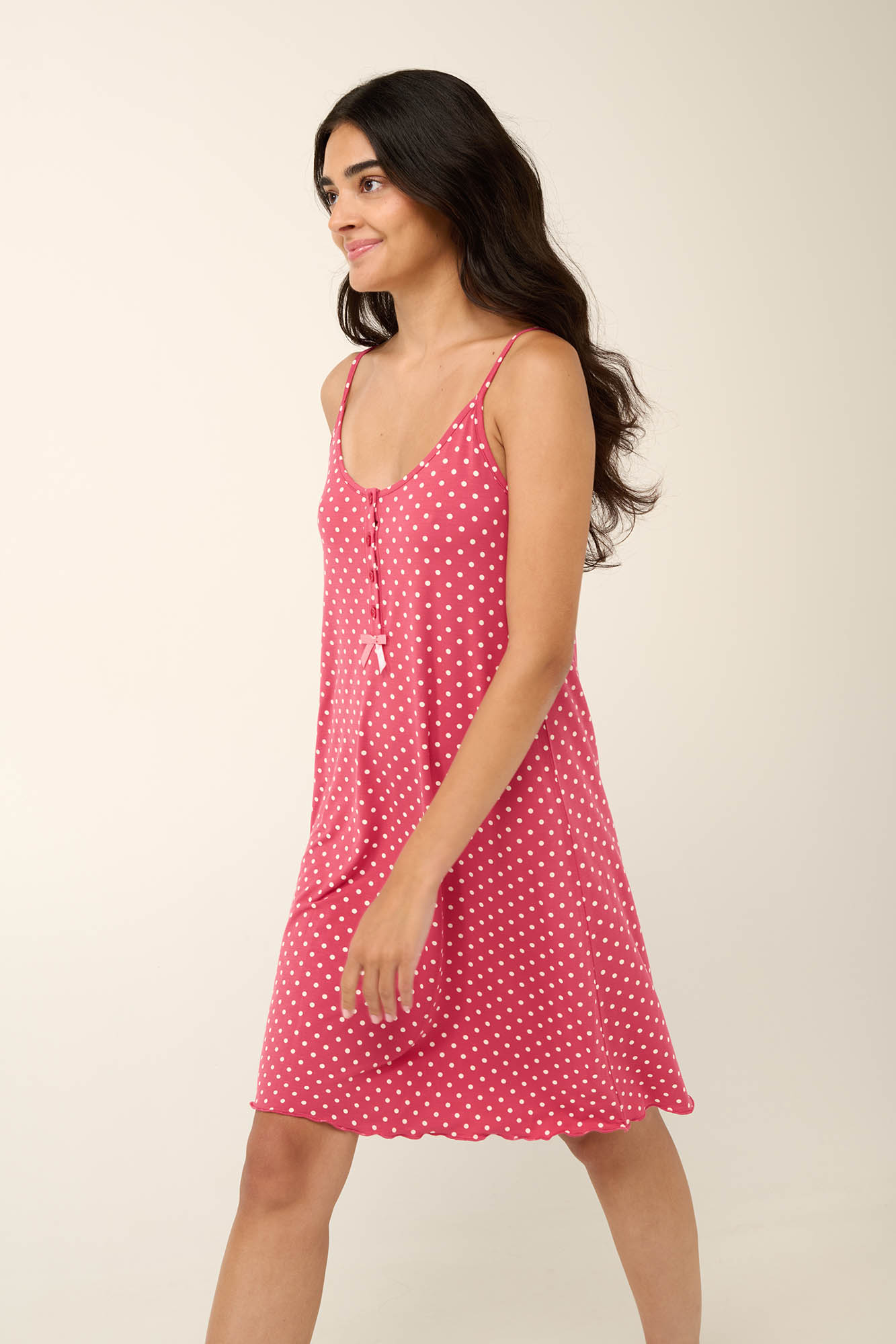 1_0359235156 Vamp - Πουά Καλοκαιρινό Νυχτικό Micromodal με Τιράντες - Image 1