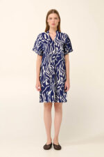 Καλοκαιρινό Φόρεμα από Ποπλίνα με Κοντό Μανίκι