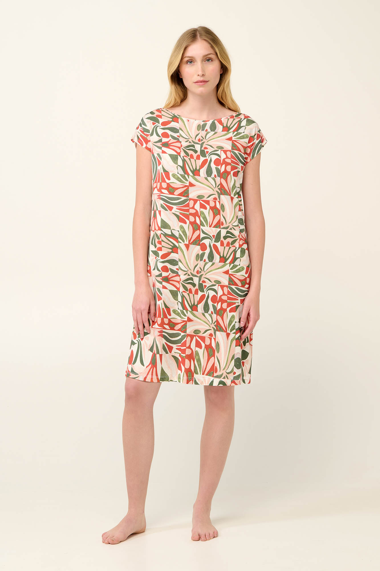 1_0395083825 Vamp - Καλοκαιρινό Νυχτικό Micromodal με Μεσογειακό Φλοράλ Μοτίβο - Image 1