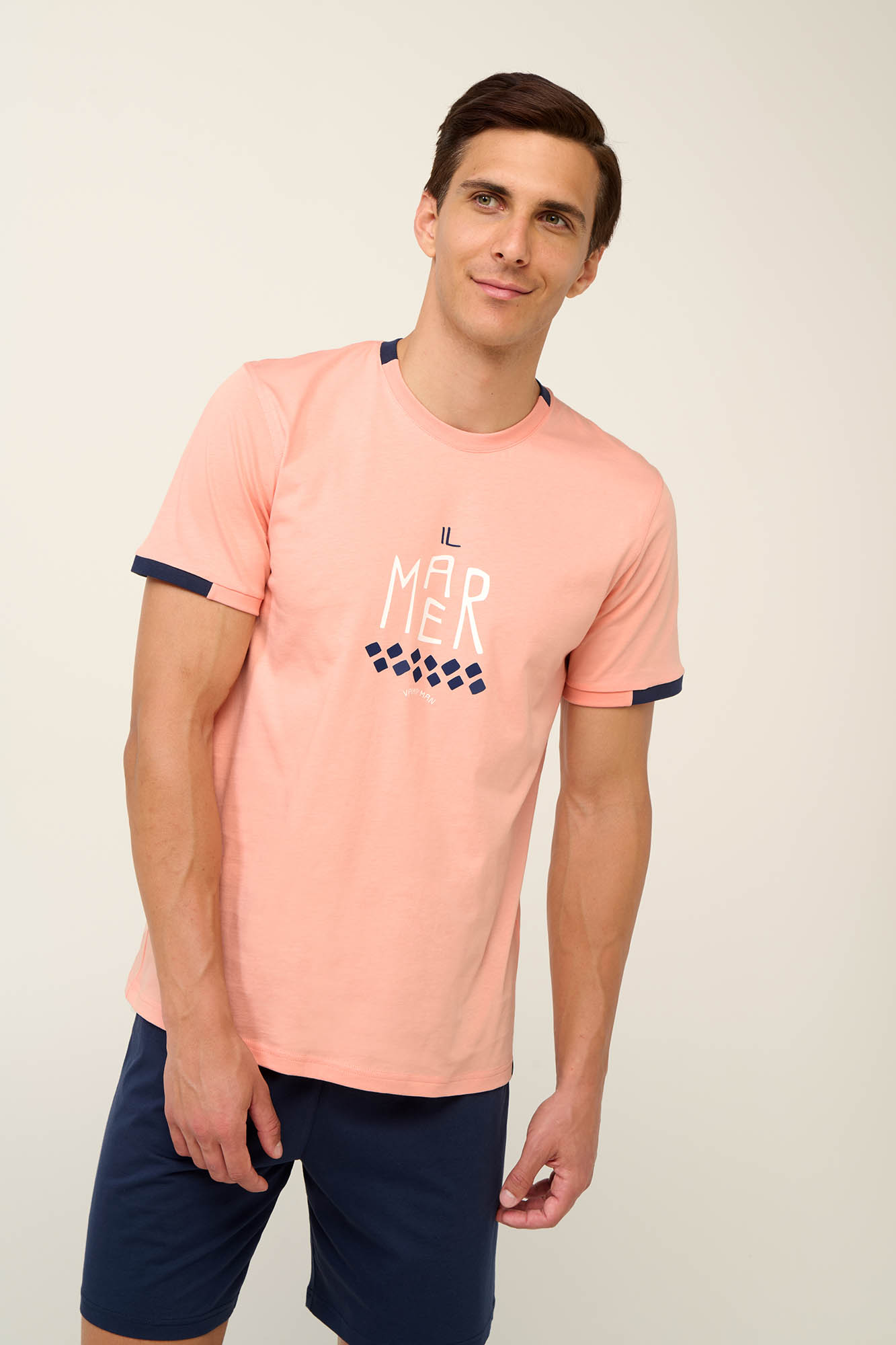 1_0408024524 Vamp - Βαμβακερή Ανδρική Πυτζάμα με Κοντό Παντελόνι - Image 1