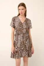 Vamp - Καλοκαιρινό Λεοπάρ Φόρεμα από Ποπλίνα