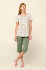 Vamp - Βαμβακερή Γυναικεία Πυτζάμα με Κάπρι Παντελόνι