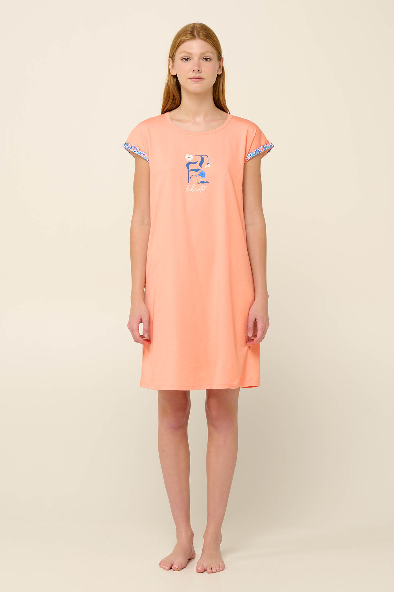 1_0719688626 Vamp - Καλοκαιρινό Νυχτικό από Βαμβάκι με Κοντό Μανίκι - Image 1