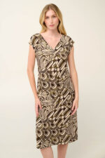 Vamp - Καλοκαιρινό Φόρεμα Viscose με Πιέτα σε Μαροκέν Patchwork Μοτίβο