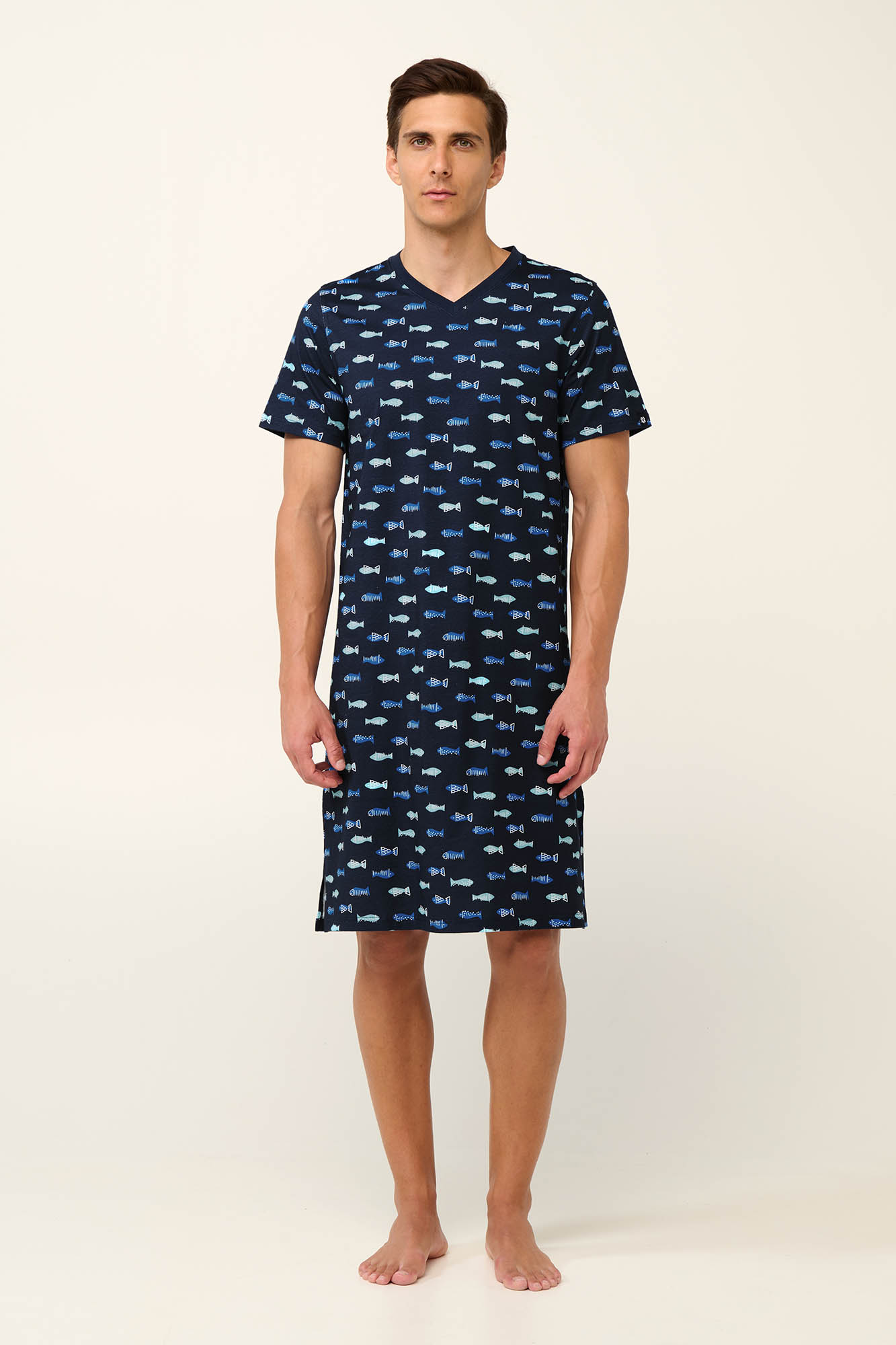1_0735499054 Vamp - Βαμβακερό Ανδρικό Νυχτικό με Ψαράκια - Image 1