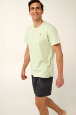 Vamp - Βαμβακερή Ανδρική Πυτζάμα με Μονόχρωμο Τοπ