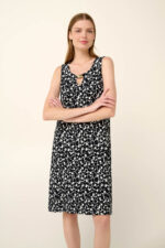 Vamp - Αμάνικο Καλοκαιρινό Φόρεμα με Ασπρόμαυρο Μοτίβο