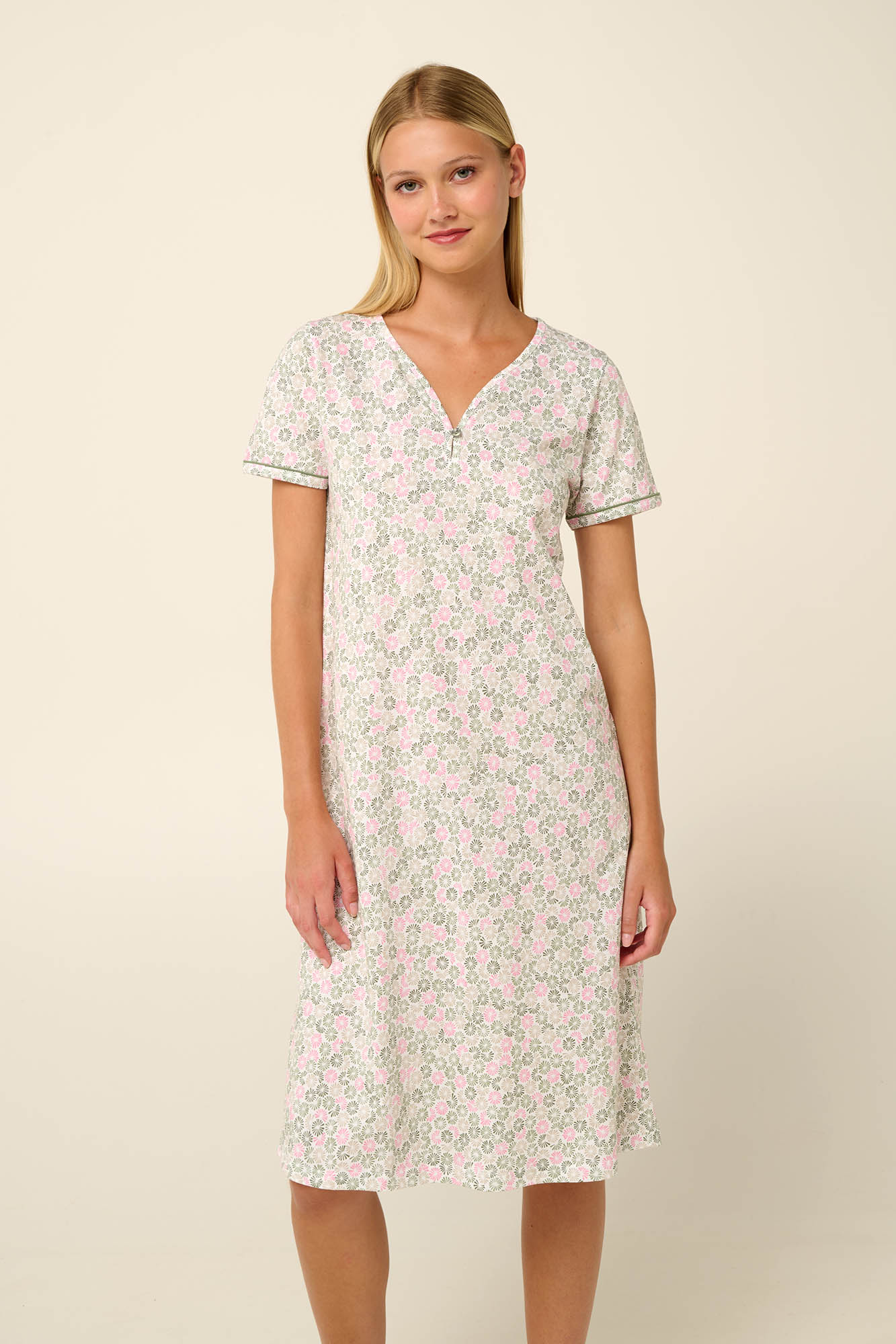 1_0942843503 Vamp - Βαμβακερό Καλοκαιρινό Νυχτικό με Κοντό Μανίκι - Image 1