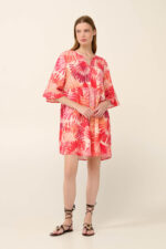 Vamp - Καλοκαιρινό Φόρεμα από Ποπλίνα με Μανίκια 3/4 - Image 2