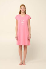 Vamp - Καλοκαιρινό Νυχτικό από Βαμβάκι με Κοντό Μανίκι - Image 2