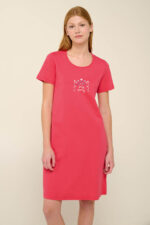 Vamp - Καλοκαιρινό Νυχτικό από Βαμβάκι με Κοντό Μανίκι - Image 2