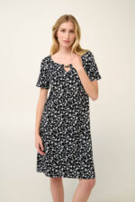 Vamp - Ασπρόμαυρο Καλοκαιρινό Φόρεμα με Κοντό Μανίκι - Image 2