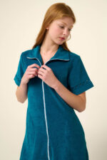 Vamp - Μονόχρωμο Frottee Φόρεμα Θαλάσσης με Φερμουάρ - Image 2