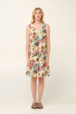 Vamp - Αμάνικο Καλοκαιρινό  Φλοράλ Φόρεμα με Πιέτα - Image 2