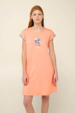 Vamp - Καλοκαιρινό Νυχτικό από Βαμβάκι με Κοντό Μανίκι - Image 2