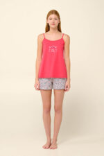 Vamp - Βαμβακερό Babydoll με Φλοράλ Κοντό Παντελόνι - Image 2