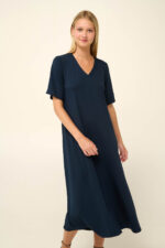 Vamp - Μονόχρωμο Καλοκαιρινό Φόρεμα με V Λαιμόκοψη - Image 2