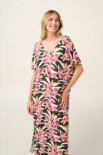 Καφτάνι με Λαιμόκοψη V σε Φλοράλ Μοτίβο Ακουαρέλα - Image 3