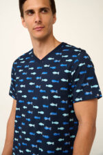 Vamp - Βαμβακερό Ανδρικό Νυχτικό με Ψαράκια - Image 3