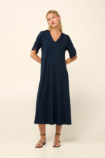 Vamp - Μονόχρωμο Καλοκαιρινό Φόρεμα με V Λαιμόκοψη - Image 3