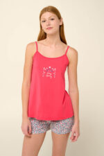 Vamp - Βαμβακερό Babydoll με Φλοράλ Κοντό Παντελόνι - Image 3