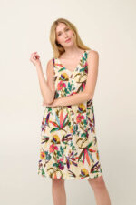 Vamp - Αμάνικο Καλοκαιρινό  Φλοράλ Φόρεμα με Πιέτα - Image 3