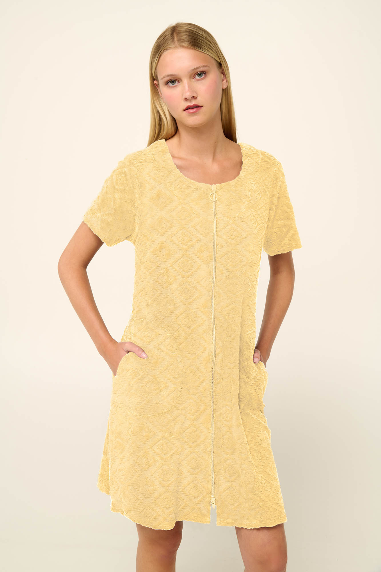 4_0053377622 Vamp - Μονόχρωμο Frottee Φόρεμα Θαλάσσης με Φερμουάρ - Image 1