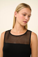 Vamp - Μονόχρωμο Καλοκαιρινό Φόρεμα με Δίχτυ από Viscose - Image 4