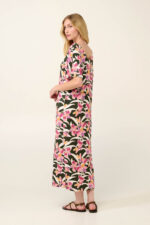 Καφτάνι με Λαιμόκοψη V σε Φλοράλ Μοτίβο Ακουαρέλα - Image 4