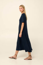 Vamp - Μονόχρωμο Καλοκαιρινό Φόρεμα με V Λαιμόκοψη - Image 4