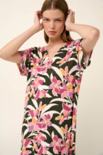 Καλοκαιρινό Φόρεμα Viscose με Φλοράλ Μοτίβο Ακουαρέλα - Image 4