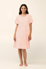 Vamp - Βαμβακερό Νυχτικό Εγκυμοσύνης και Θηλασμού με Κοντό Μανίκι - Image 2