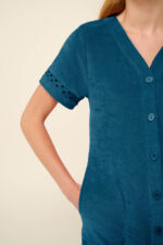 Vamp - Μονόχρωμο Frottee Φόρεμα Θαλάσσης με Κουμπιά - Image 3