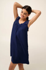 Vamp - Μονόχρωμο Καλοκαιρινό Νυχτικό με Μανίκι από Δαντέλα - Image 2