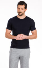 Ανδρικό Βαμβακερό T-Shirt με κλειστή λαιμουδιά