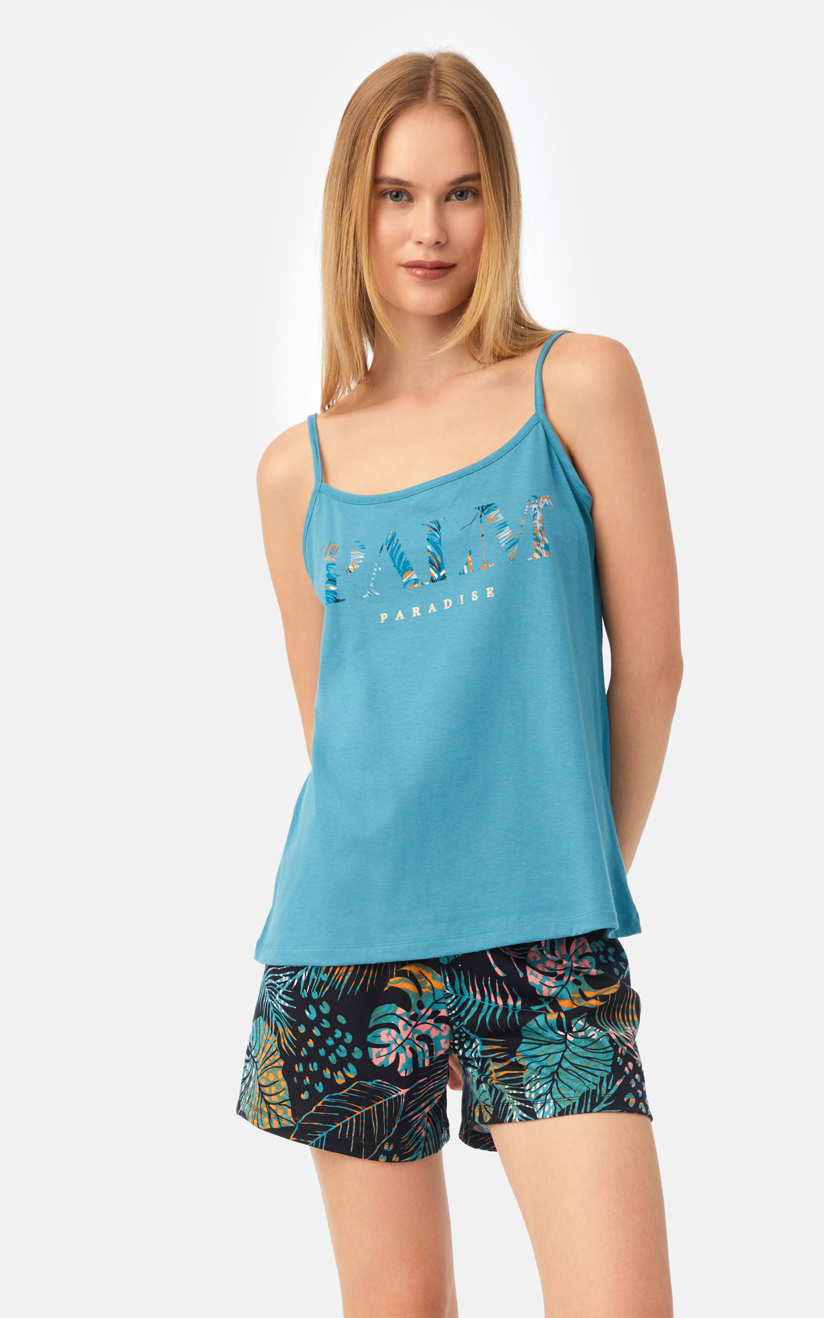 90-52532_584-01 Palm Paradise Αμάνικη Μπριτέλα Γυναικεία Πυτζάμα - Image 1